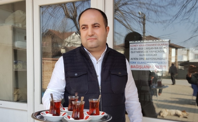 (Özel) Kahvehanenin 1 günlük çay paralarını Afrin’e bağışladı