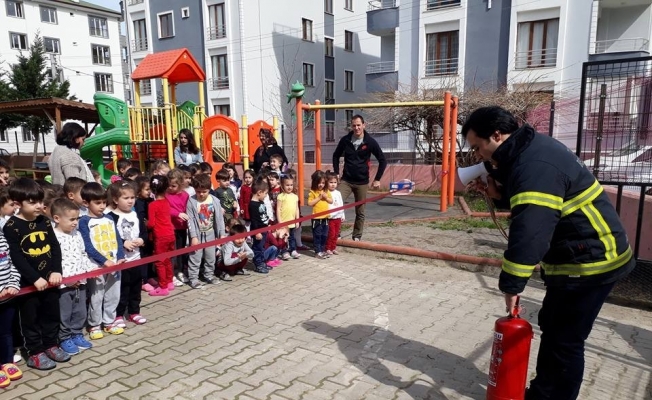 Anaokulunda yangın tatbikatı