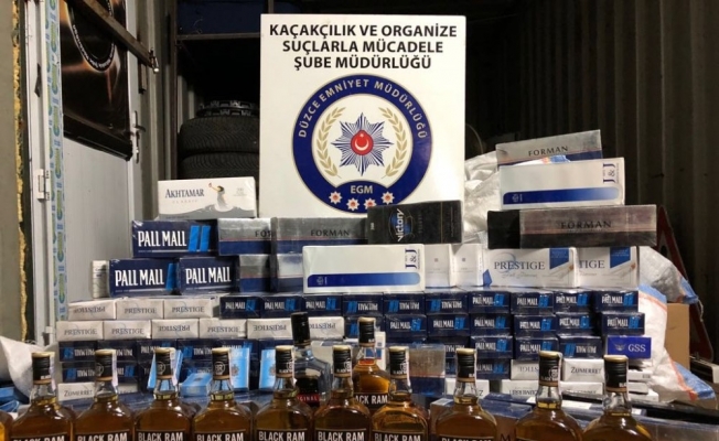 Düzce’de kaçak sigara ve alkol operasyonu: 1 tutuklama