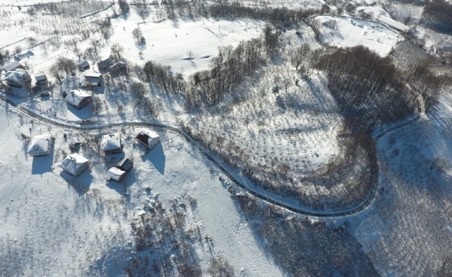 Bolu Dağı’nın eşsiz kar manzarası havadan görüntülendi