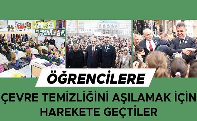 VALİ ASLAN VE BAŞKAN ÖZLÜ MİNİK ÖĞRENCİLERLE ÇÖP TOPLADI