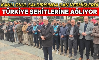 DÜZCE’DE ŞEHİT ÖĞRETMEN VE ÖĞRENCİLER İÇİN GIYABİ CENAZE NAMAZI KILINDI